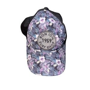 Ron‎ Jon Surf Shop Cozumel Floral Baseball Hat Black Purple Tropical Logo Cap